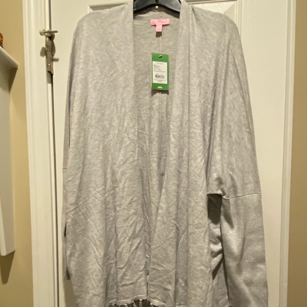 Lilly Pulitzer Grey fringe cool cardigan